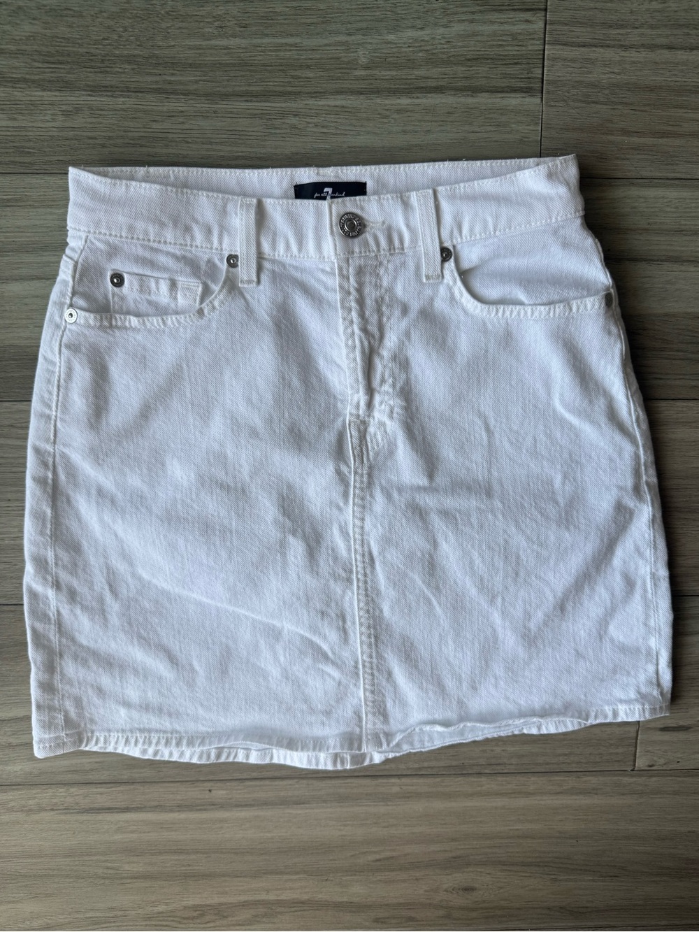 7 For All Mankind White Denim Mini Skirt Size 25